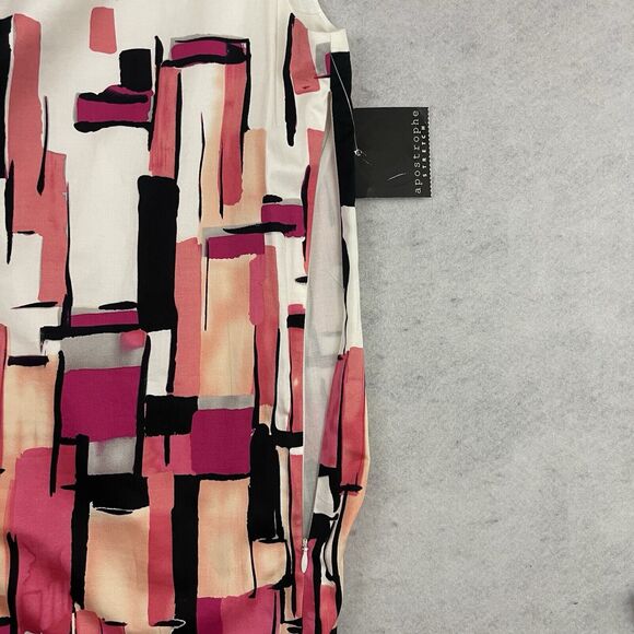 Apostrophe Boat Neck Sheath Dress Womens M Retro Geometric Stretch Vintage NEW - Picture 10 of 13